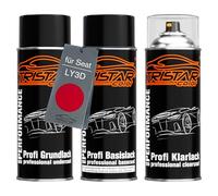 TRISTARcolor Pintura automotriz Set de botes de spray para Seat LY3D Rojo Tornado/Tornado Rot Fondo pintura base pintura transparente aerosol 400 ml