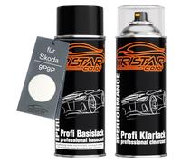 TRISTARcolor Pintura automotriz Set de botes de spray para Skoda 9P9P Sugar White/Candy White/Blanc Cristal Pintura base pintura transparente aerosol 400 ml