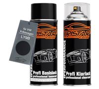TRISTARcolor Pintura automotriz Set de botes de spray para VW/Volkswagen LY9B Brillantschwarz/Negro Brillante Pintura base pintura transparente aerosol 400 ml