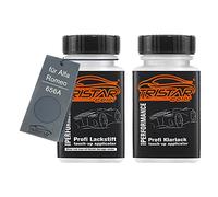 TRISTARcolor Pintura automotriz Set de lápices de retoque para Alfa Romeo 656A Grigio Nettuno Metallic Pintura base pintura transparente, 50 ml cada uno