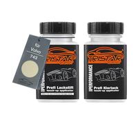 TRISTARcolor Pintura automotriz Set de lápices de retoque para Volvo 743 Sand Dune Metallic Pintura base pintura transparente, 50 ml cada uno