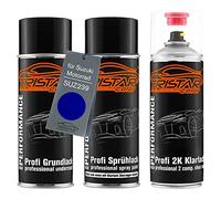 TRISTARcolor Pintura para motos Set de botes de spray de 2 componentes para Suzuki Motorrad SUZ239 Pearl Vigor Blue Fondo pintura base pintura transparente de 2 componentes aerosol