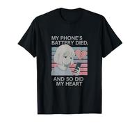 Triste Anime Chica Vaporwave Batería Muerta Corazón Retro Eboy Egirl Camiseta