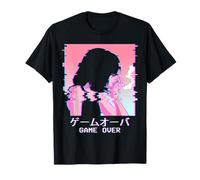 Triste Anime Girl Game Over Japonés Vaporwave Aesthetic Camiseta