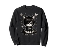 Triste EMO Gato Gótico Kawaii Obra De Arte Estética Oscuro Chica Gótica Sudadera