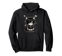 Triste EMO Gato Gótico Kawaii Obra De Arte Estética Oscuro Chica Gótica Sudadera con Capucha