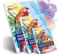 Tritart Bloc de Papel Acuarela A4 A3 A5 juego completo - Juego de blocs de papel acuarela blanco de 300 g - Cada Bloc con 20 hojas - Cuaderno con Laminas para Acuarelas Grueso