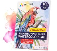 Tritart Papel acuarela A1 - Cuaderno acuarela 300 gr - Bloc acuarela con 10 hojas A1 - Papel para acuarela pintura acrílica base de aceite y témperas - Láminas de dibujo premium