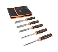Triton 823149 Formón para Madera, Negro y Naranja, Set de 5 Piezas