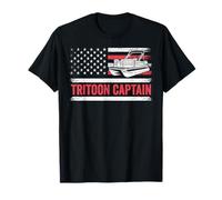 Tritoon Captain Patriotic Boating USA American Flag Boater Camiseta