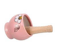 Triturador de Ajo Manual de Cerámica y Madera, Rosa Redondo | Diseño Ergonómico, Ligero y Portátil, Tazón de Molienda para Ajo y Especias, Uso Doméstico Color Aleatorio