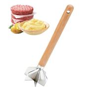 Triturador de carne molida, picador de alimentos con mango de madera, triturador de alimentos resistente, para cocina, hogar, restaurante, verduras, patatas, pollo, carne de res, nueces, hamburguesas
