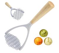 Triturador de patatas con mango de madera, triturador de patatas resistente, portátil de metal para cocina, restaurante, para frijoles, verduras, carne, calabaza, hogar..