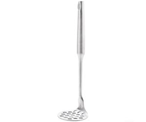 Triturador de patatas de acero inoxidable con mango ergonómico para triturar verduras y hacer puré suave en la cocina, plateado, 22 x 5,9 cm (círculo)