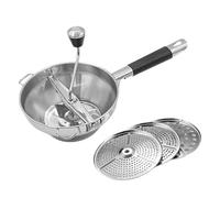 Triturador de patatas, triturador de acero inoxidable, trituradora de alimenticio con 3 discos de molienda reemplazables para preparación de comidas, plátano, queso, puré de frutas, jugos