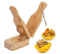 Triturador de Plátano de Madera,2 En 1 Molde Multifunción Hacer Pasteles de Plátano,Plátano Tostones Prensa Mold,Plantain Masher para Plátanos Fritos Chips Tostones Tazas Patatas