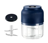 Triturador eléctrico de ajo doméstico, picador mini sin cable recargable USB de 6 cuchillas, para ajo, puré de bebé, frutos secos, jengibre, chile y cebolla (Blue,4)