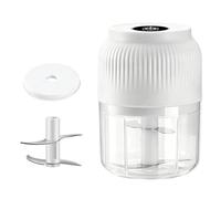 Triturador eléctrico de ajo doméstico, picador mini sin cable recargable USB de 6 cuchillas, para ajo, puré de bebé, frutos secos, jengibre, chile y cebolla (White,4)