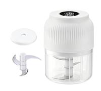 Triturador eléctrico de ajo doméstico, picador mini sin cable recargable USB de 6 cuchillas, para ajo, puré de bebé, frutos secos, jengibre, chile y cebolla (White,3)