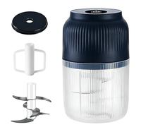 Triturador eléctrico de ajo doméstico, picador mini sin cable recargable USB de 6 cuchillas, para ajo, puré de bebé, frutos secos, jengibre, chile y cebolla (Blue,6)