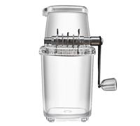 Trituradora de hielo portátil, máquina de afeitar hielo manual con manivela (Clara) | Máquina conos nieve acero inoxidable 9,4 pulgadas, contenedor transparente 1,25 L para cócteles granizados, Camping en casa