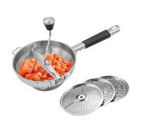 Trituradora de patatas | Herramienta de cocina de acero inoxidable apto para alimentos, trituradora de mano con 3 discos intercambiables para la preparación de comidas, ajo, zanahorias