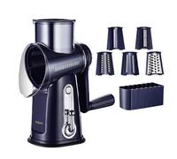 Trituradora de queso, manivela 5 en 1, rallador de queso manual | Rotary Food Cutter, Safe Drum Slicer, herramienta de cocina, multi hoja, trituradora sin acero inoxidable para cocinar ensalada de