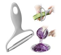 Trituradora de repollo de cocina de 2 piezas con hoja de acero de 10 cm, pelador manual de repollo para ensalada de col (gris)