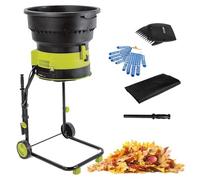 Trituradora eléctrica de hojas al vacío, trituradora de hojas de jardín sin cuchillas de 2500 W con rueda, procesador compacto de desechos al aire libre para una trituración eficiente de abono