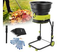 Trituradora eléctrica de hojas de 2500 W, trituradora de compost y picadora de hojas con embudo de 54 cm de diámetro para una limpieza eficiente del patio, cable de alimentación de 60 m