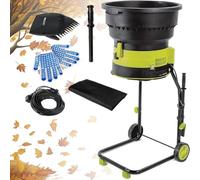 Trituradora eléctrica de jardín con bolsa de recogida y ruedas, trituradora de hojas portátil para triturar desechos de setos y residuos de arbustos