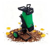 Trituradora eléctrica de jardín con ruedas para astillar hojas y madera, potencia de 2400 W, bolsa de 50 L, ancho de corte de 40 mm, diseño con cable para una gestión eficiente de los desechos del