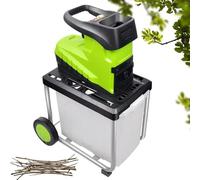 Trituradora eléctrica de jardín de 60 L, trituradora de madera resistente de 2800 W, trituradora de hojas, diámetro máximo de corte de 4,5 cm, ruedas grandes para una fácil movilidad, ideal para