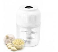 Trituradora y picadora de ajo eléctrica de 350 ml, picadora de ajo eléctrica con tapa, 6 cuchillas, mini trituradora de alimentos para ajo, cebolla, jengibre, chile, especias y frutas (blanco)