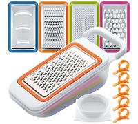 Trituradoras Verduras Frutas Set con Cáscaras Naranja, FineGood 4 Packs Multifuncional Spiralizer Dicer Cutter Chopper Rallador Contenedor para la Cocina, 5 Removedores piel Cítricos
