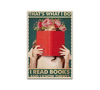 TRITXIY Póster vertical de flores con texto en inglés "That's What I Do I Read Books And I Know Things", decoración de biblioteca, lienzo, 40 x 60 cm, sin marco