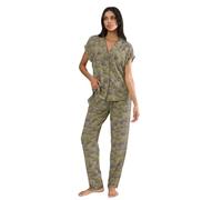Triumph Boyfriend Fit PW X Conjunto de Pajama, Green-Dark Combination, 38 Mujeres