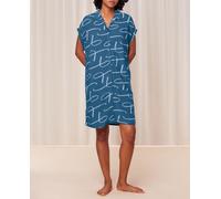 Triumph Camisón de viscosa tejida prémium abierto con botones estilo boyfriend. Azul índigo 38/36