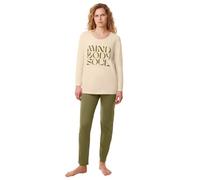 TRIUMPH Pijama ' Basic ' crema / caqui, Talla S