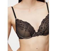 Triumph Sujetador push-up acolchado de encaje elástico con motivo floral. Tirantes finos y ajustables para un look juvenil.. Negro 90 (75) / B (B)