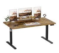 TRIUMPHKEY 180x80cm Escritorio Elevable Eléctrico con Estantes para Monitor y 2 Alturas de Memoria, Mesa Elevable Escritorio en Altura 73-118cm, Escritorio Oficina con Tablero Ensamblado Marrón