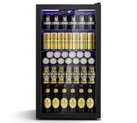 TRIUMPHKEY Frigorífico para Bebidas 95L con Puerta de Cristal, Mini Nevera para Bebidas con 4 Estantes Ajustables, Capacidad para 130 Latas, Ideal para Cerveza, Refrescos, Hogar, Bar y Oficina