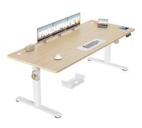 TRIUMPHKEY Pupitre Regulable en Altura 200x80 Toma USB Control de 3 memorias Pupitre Regulable en Altura Grande Sistema anticolisión Pupitre de Ordenador Pupitre de pie Roble