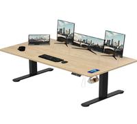 TRIUMPHKEY Pupitre Regulable en Altura 200x80cm Toma USB Control de 3 memorias Pupitre Regulable en Altura Grande Sistema anticolisión Pupitre de Ordenador Pupitre de pie Roble Negro