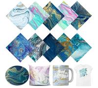 TriUnytion Hojas de Papel de Transferencia Infusible, 10 Piezas Papel de Sublimación PreteñIdas 30,5 x 30,5 cm Hojas de Tinta de Transferencia Infusible para Camisetas, Tazas y Posavasos (Mármol)