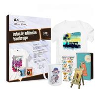 TriUnytion Papel de Sublimación A4, 210 x 297 mm 100 g/m² 100 Hojas de Papel de Transferencia para Camisetas Tazas Metal Cerámica Vidrio, Compatible con Epson, Roland, Mutoh, Mimaki Impresoras