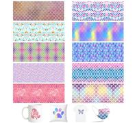 TriUnytion Papel Transfer Infusible Ink, 10 Piezas Papel de Sublimación PreteñIdas 11,5 x 30,5 cm Hojas de Transferencia de Tinta Infusible para Camisetas, Tazas y Posavasos (Sirena)