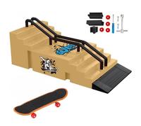 TriUnytion Skate Dedos y Rampa, Mini Fingerboard Park Kit Tech Deck Finger Skate Juego de Tech Deck Finger Skate con Rampa y Otros Accesorios, para Niños y Niñas Regalo, Amarillo (f)