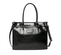 TRIVID Bolso de mano para mujer de cuero vegano con correa desmontable y cremallera, se adapta a bolsas de laptop de hasta 14 pulgadas, ideal para ir de compras y viajes (negro), color negro