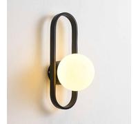 TRIVIDHA Lámpara De Pared De Vidrio Nórdico, Aplique Ovalado De Pared Del Dormitorio, Iluminación De Hierro, LámparaPared Para Cabecera, Pantalla De Vidrio Blanco, Luz De Pared Para Sala De Estar Y Ba